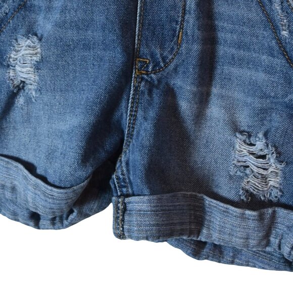 GAP Denim Shortalls Two Toned Denim Kids S Distressed Overall Retro 6-7 Y - Picture 4 of 9